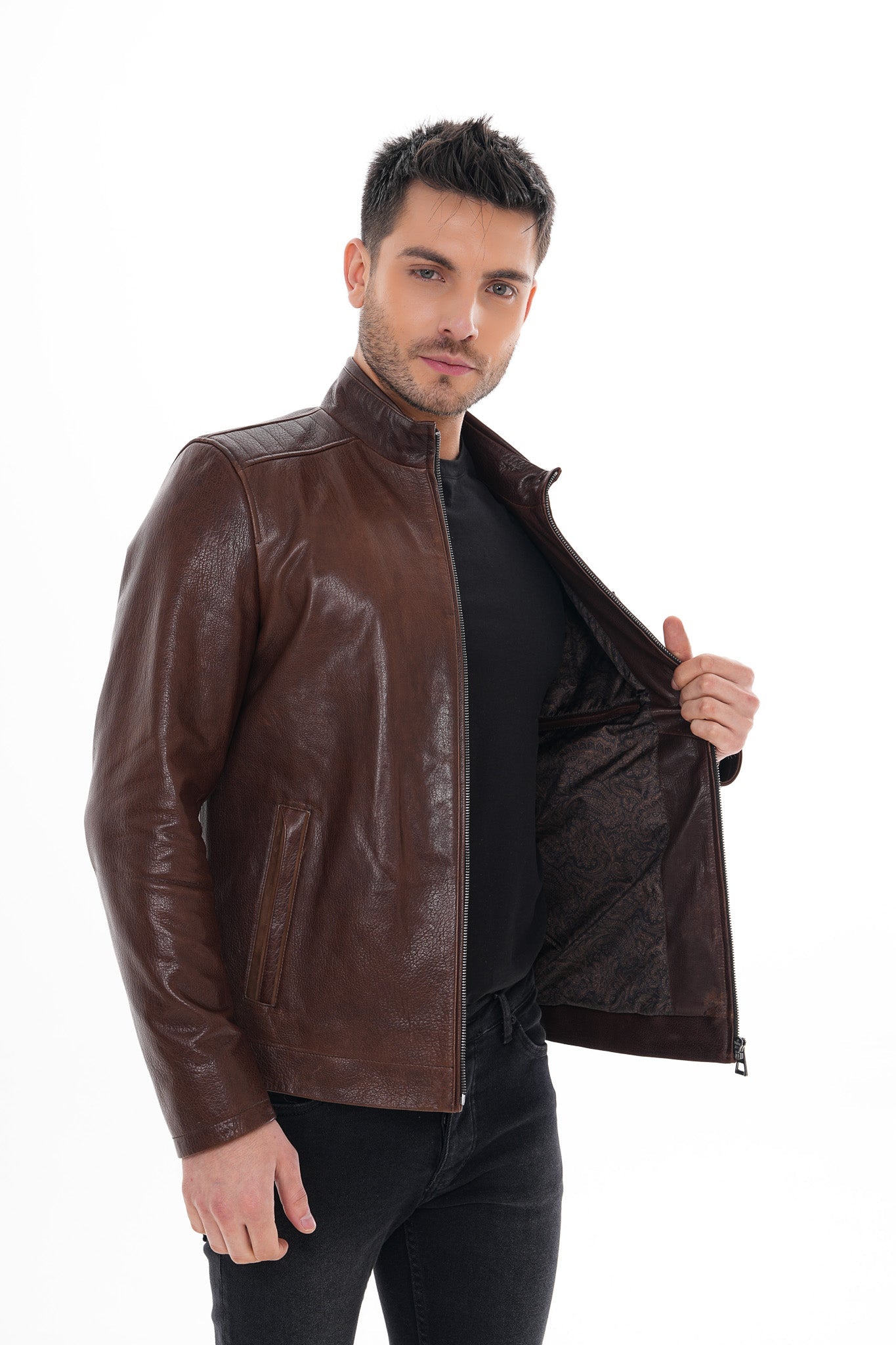 The Marco Brown Leather Jacket - Vinci Leather