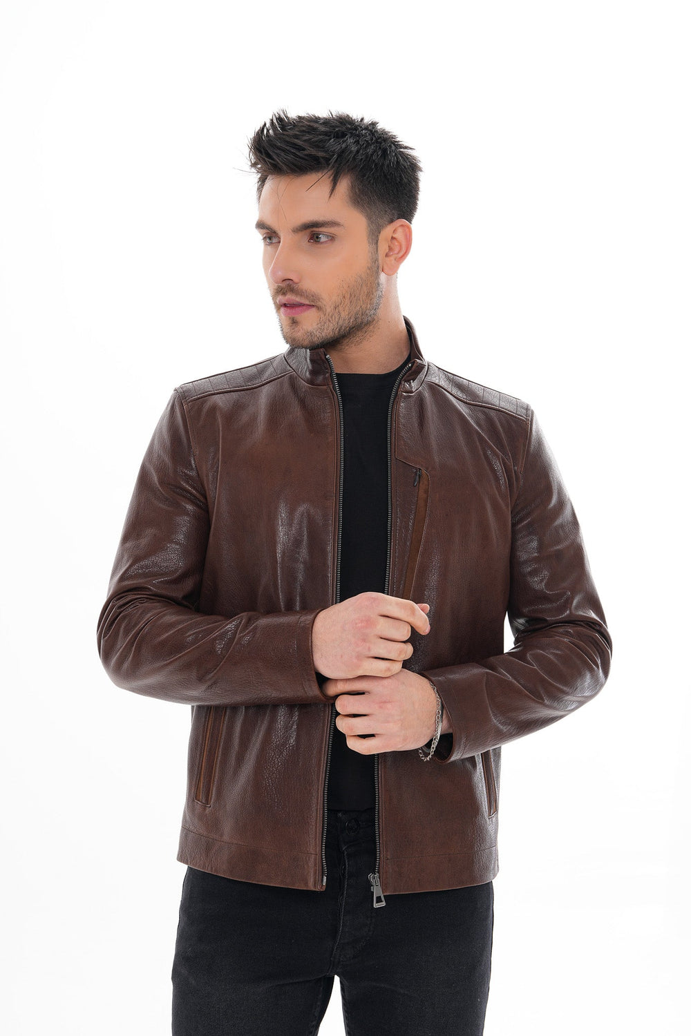 The Marco Brown Leather Jacket - Vinci Leather
