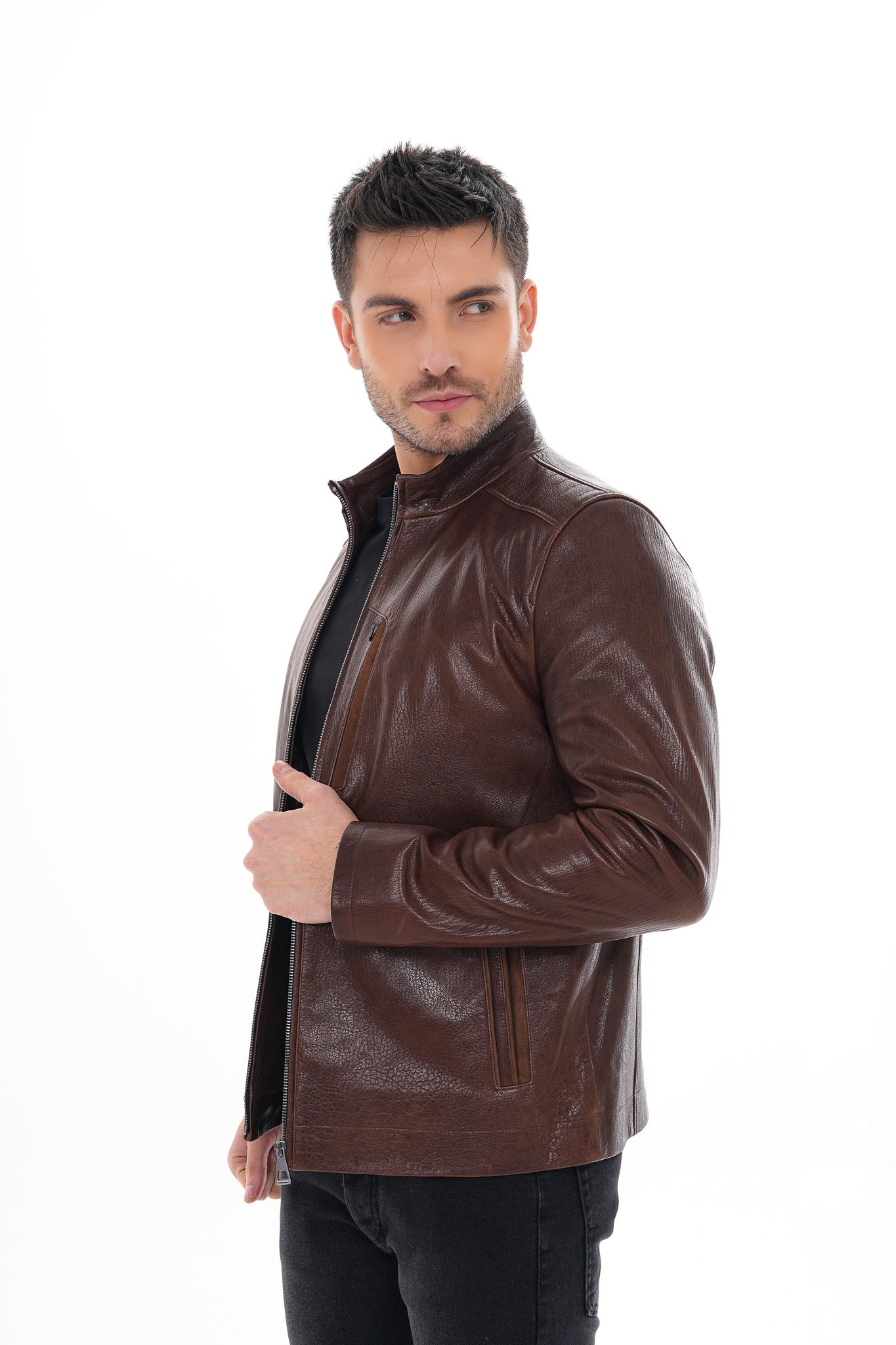 The Marco Brown Leather Jacket - Vinci Leather