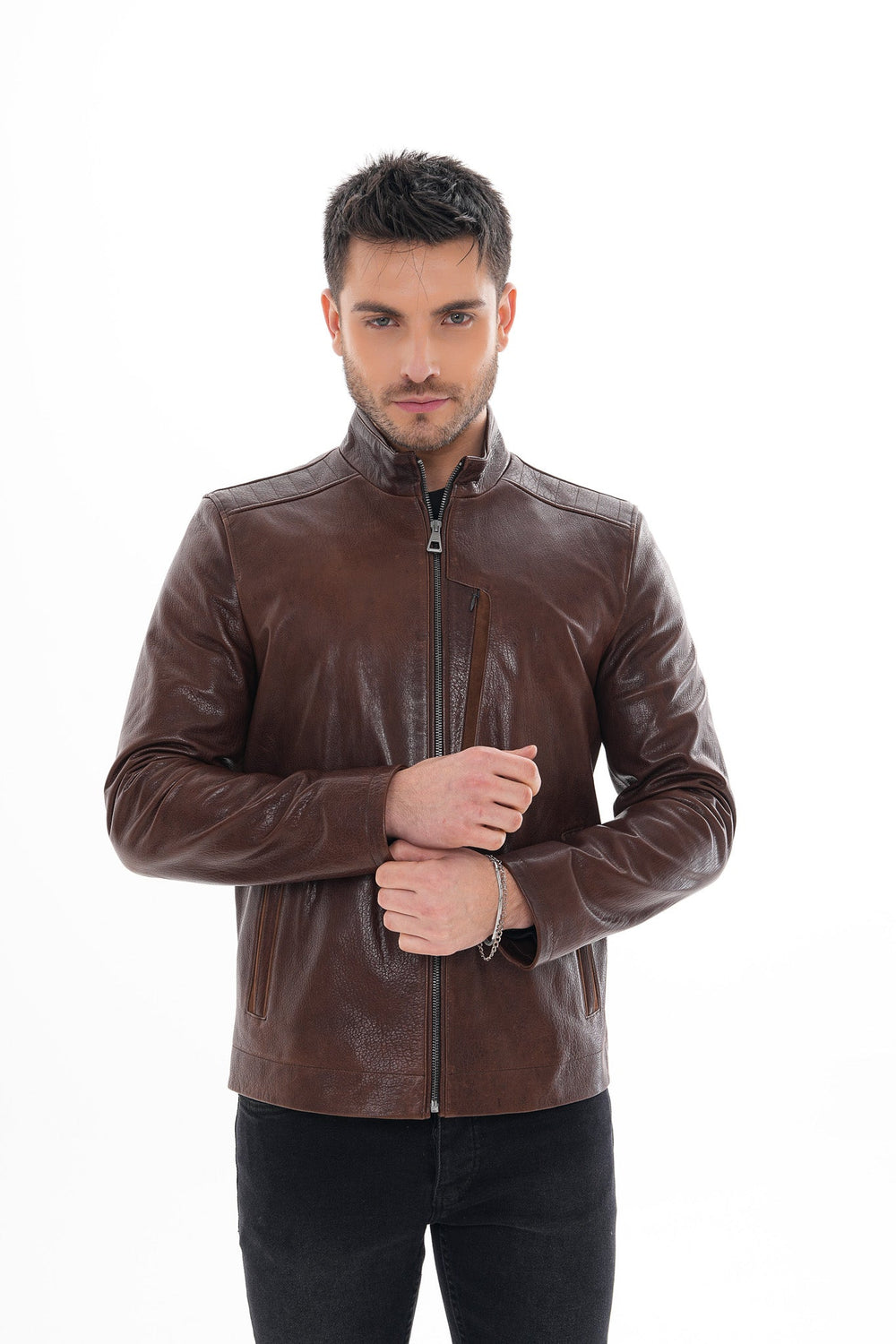 The Marco Brown Leather Jacket - Vinci Leather