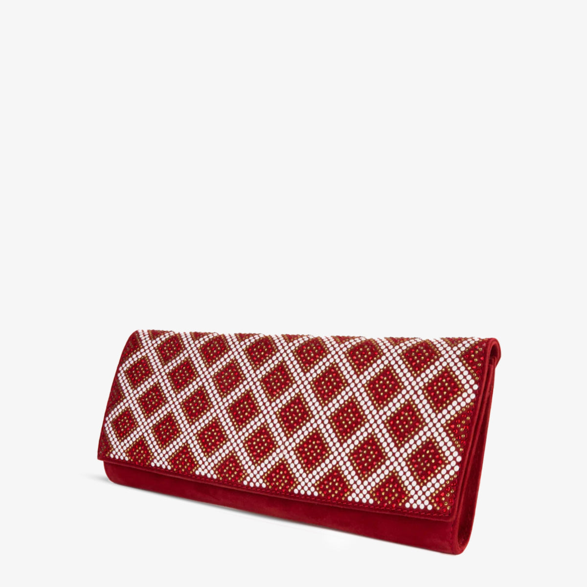 The Nampula Red Glitter Suede Leather Clutch - Vinci Leather