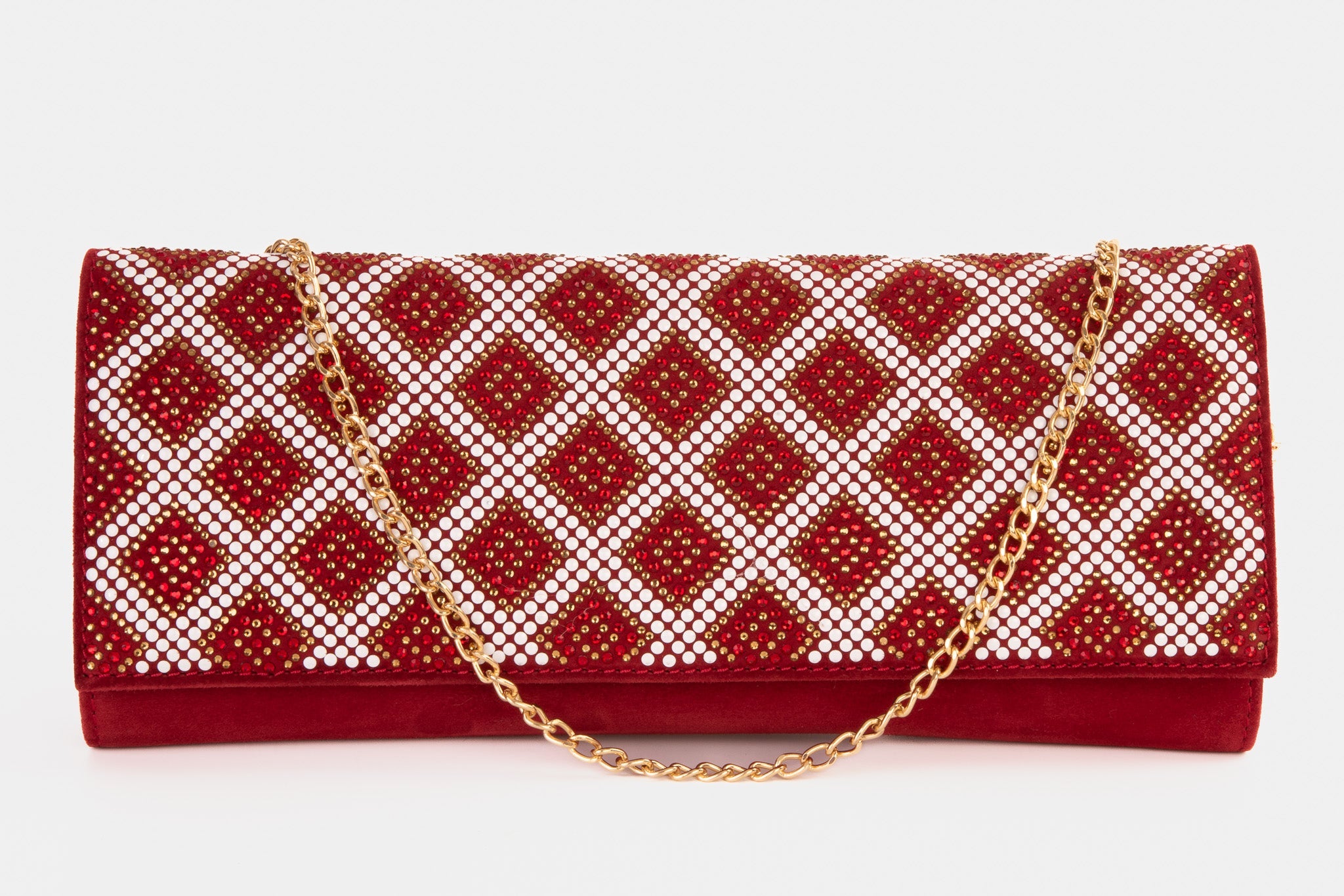 The Nampula Red Glitter Suede Leather Clutch - Vinci Leather