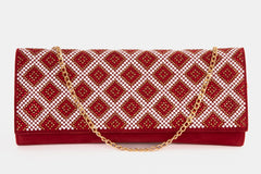 The Nampula Red Glitter Suede Leather Clutch - Vinci Leather