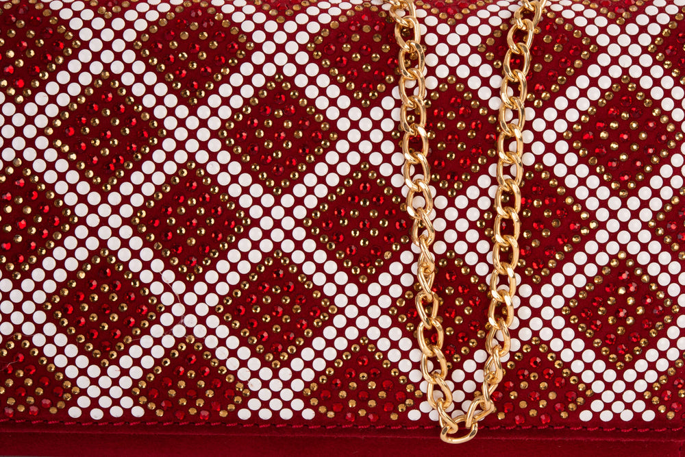 The Nampula Red Glitter Suede Leather Clutch - Vinci Leather