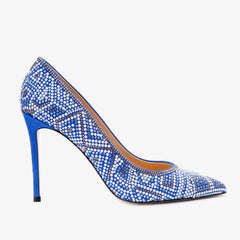 The Nampula Sax Blue Glitter Leather Pump Shoe - Vinci Leather