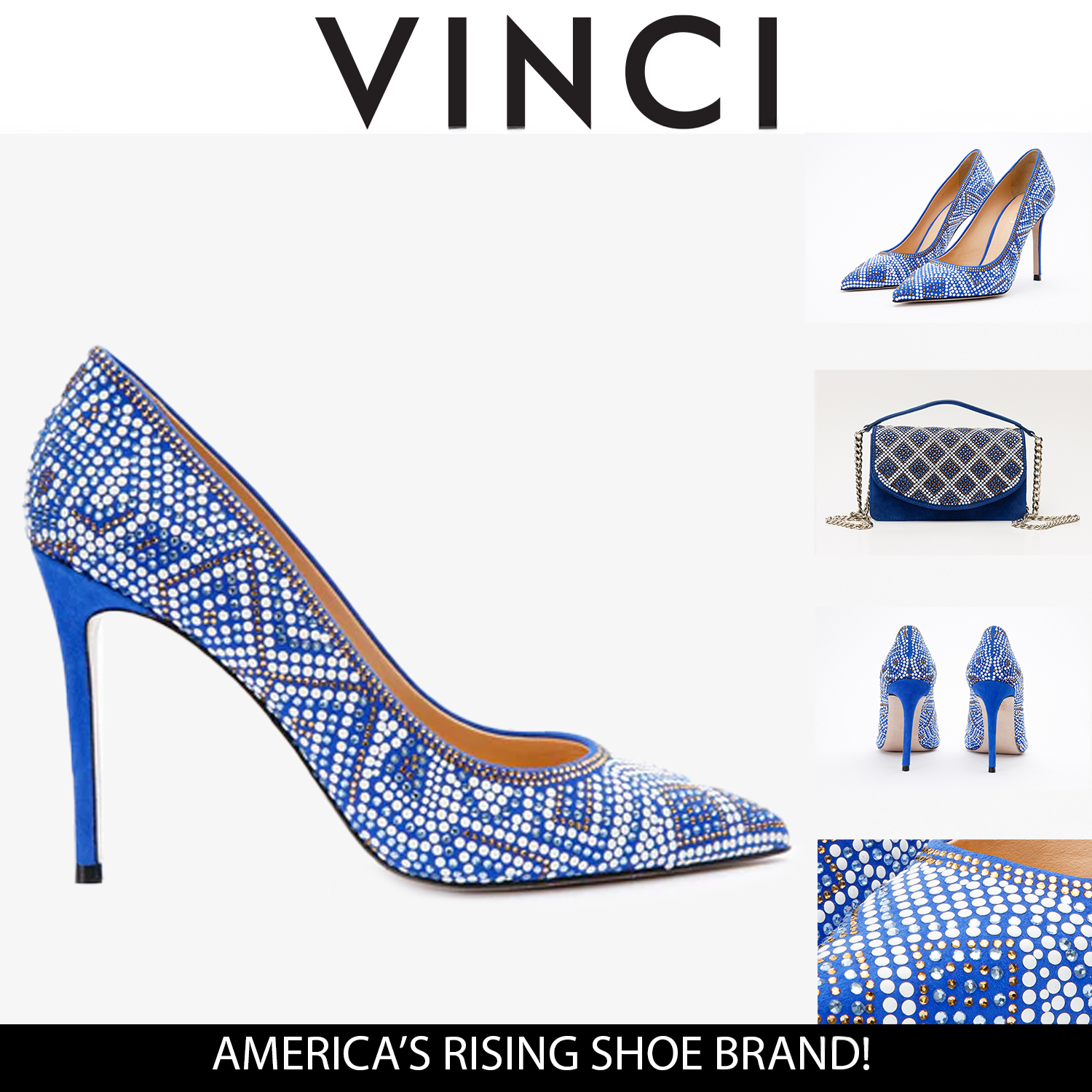 The Nampula Sax Blue Glitter Leather Pump Shoe - Vinci Leather