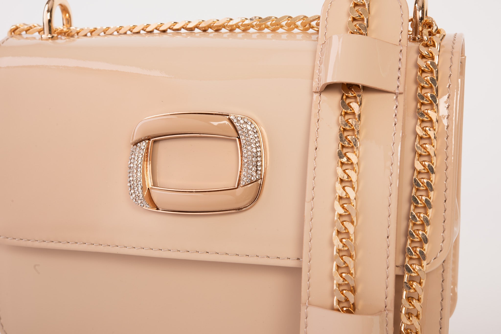 The Ferrara Cream Patent Leather Handbag - Vinci Leather