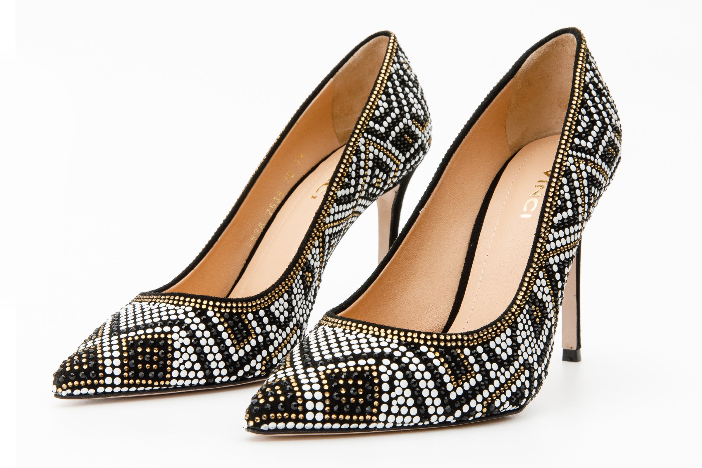 The Nampula Black Glitter Leather Pump Shoe - Vinci Leather
