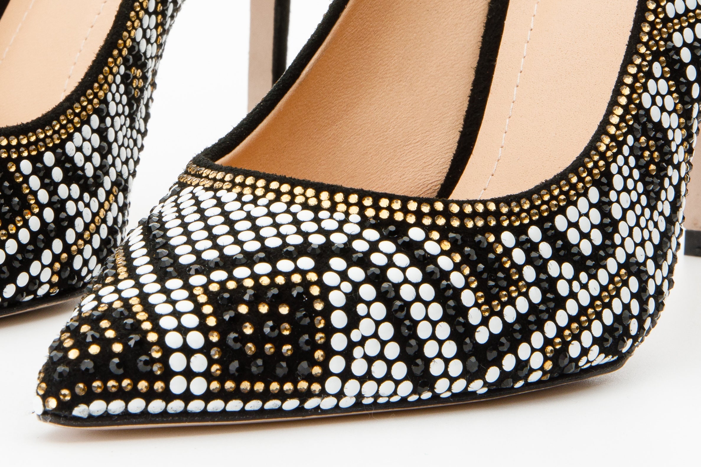 The Nampula Black Glitter Leather Pump Shoe - Vinci Leather