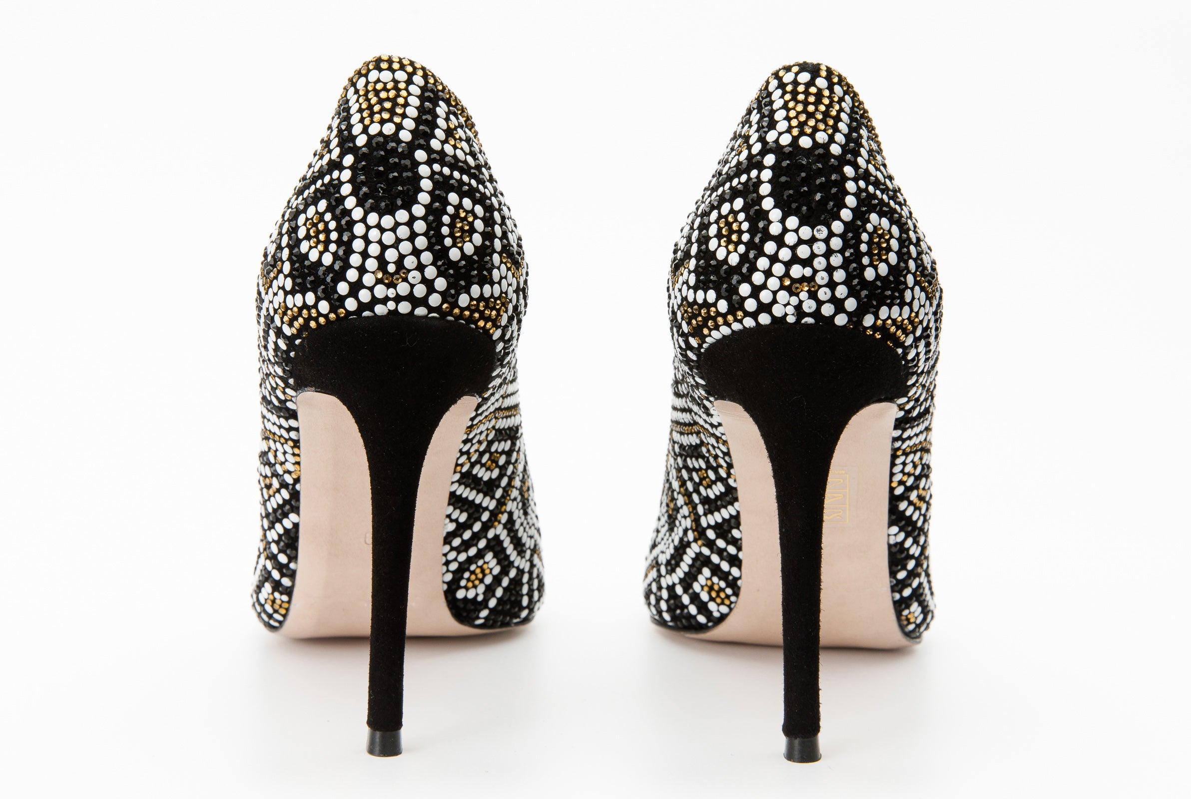 The Nampula Black Glitter Leather Pump Shoe - Vinci Leather