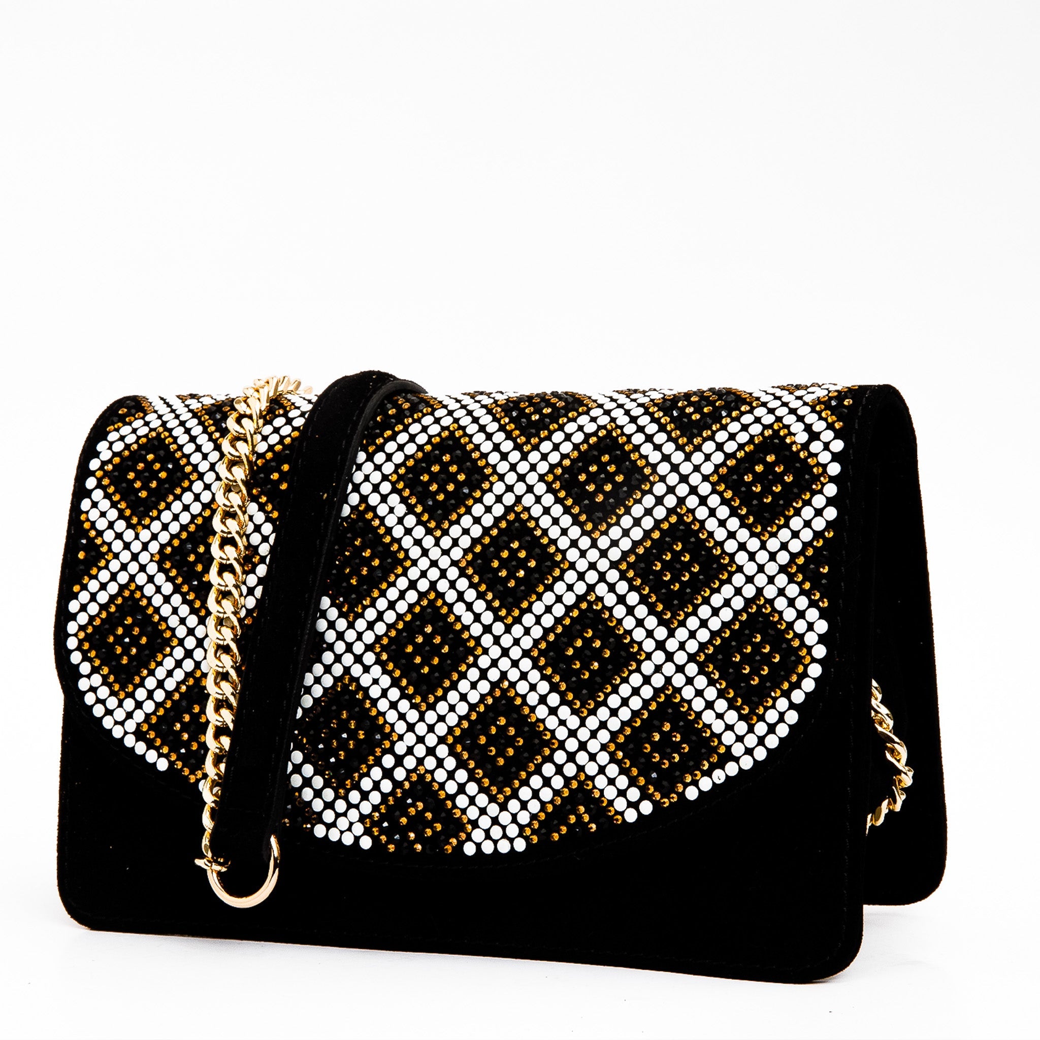 The Nampula Black Glitter Suede Leather Handbag - Vinci Leather