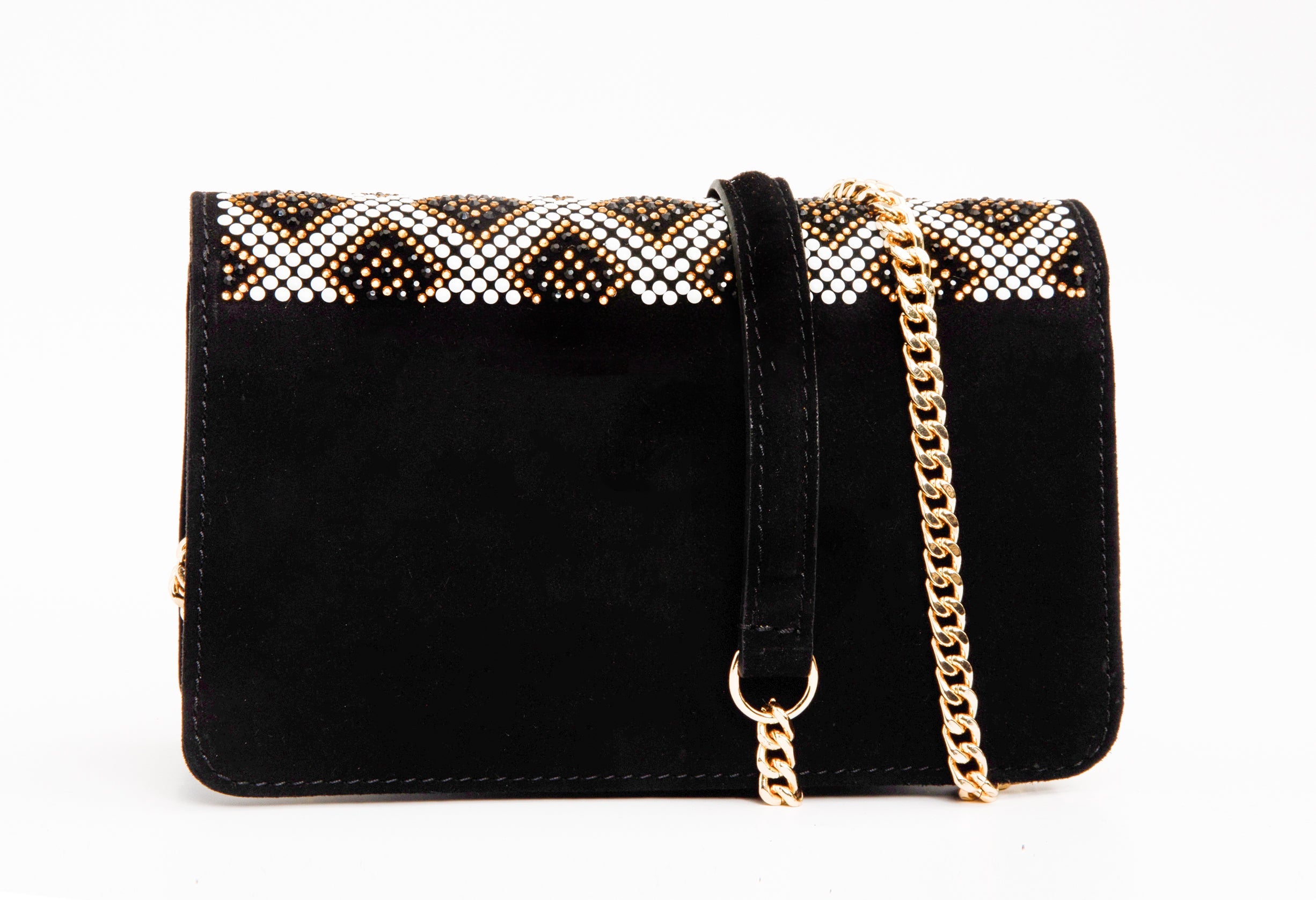 The Nampula Black Glitter Suede Leather Handbag - Vinci Leather