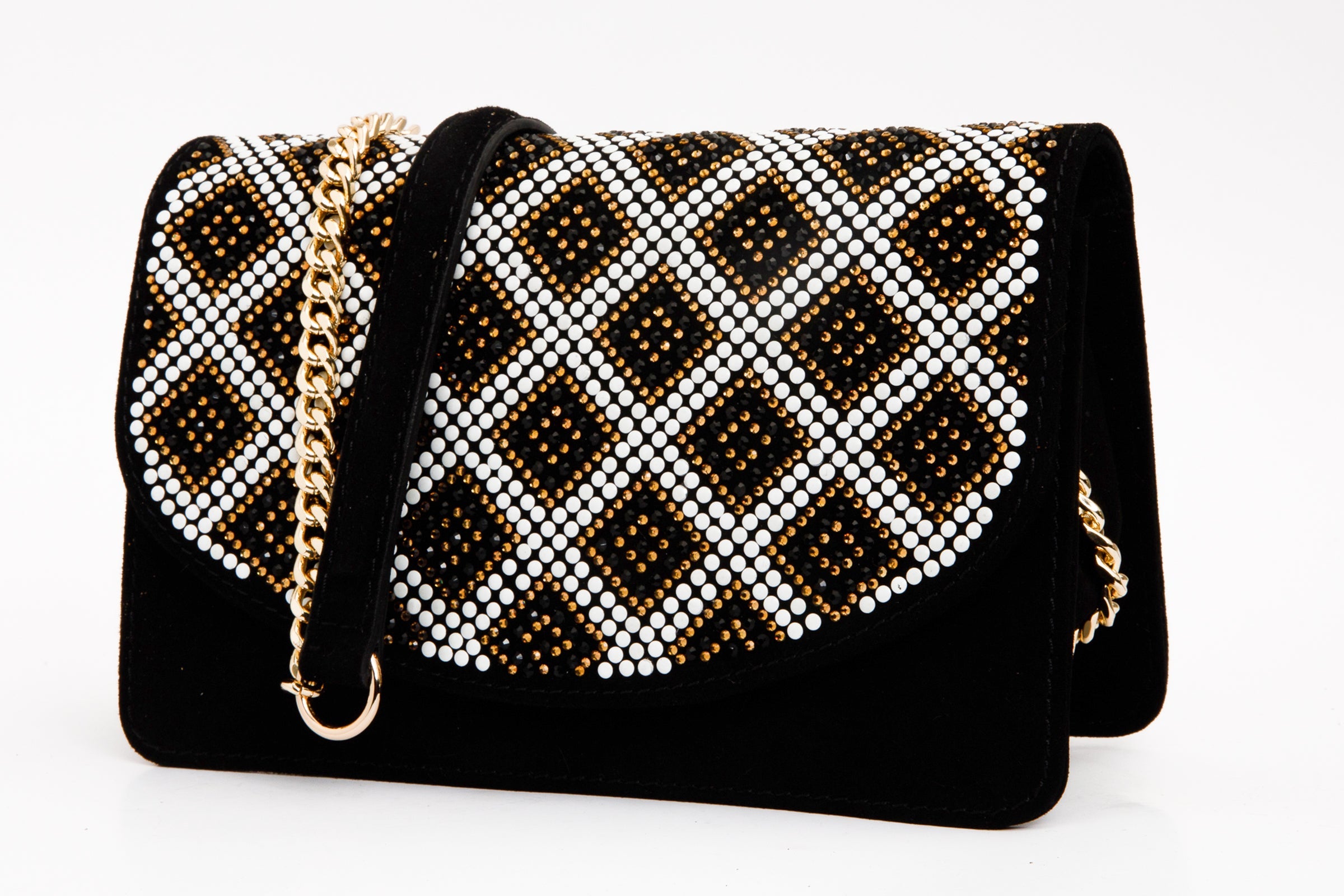 The Nampula Black Glitter Suede Leather Handbag - Vinci Leather