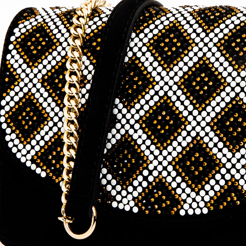 The Nampula Black Glitter Suede Leather Handbag - Vinci Leather