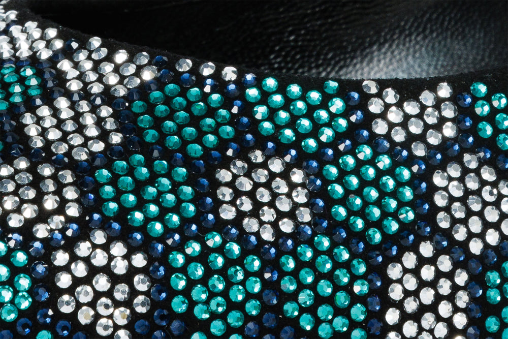 The Doha Turqoise Glitter Leather Block Pump Shoe - Vinci Leather