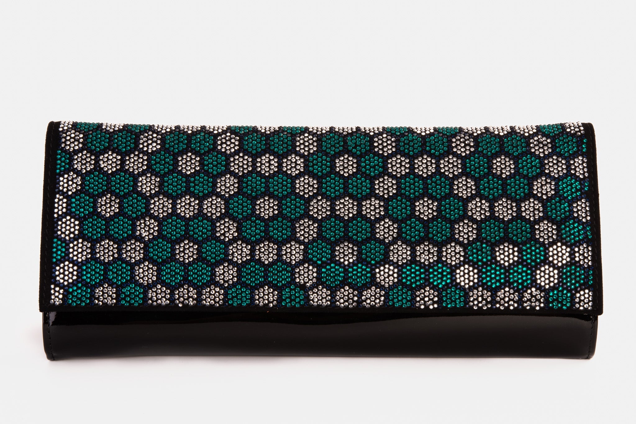 The Doha Black Leather Glitter Clutch - Vinci Leather