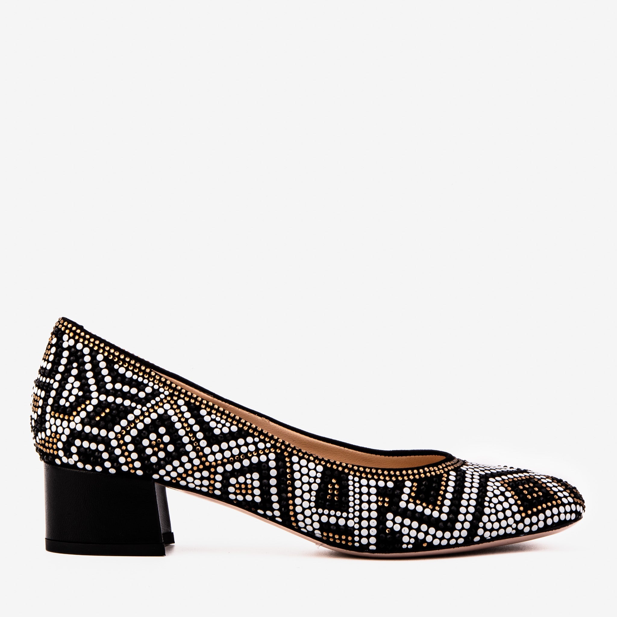 Nampula Crystal-Embellished Black Leather Pump - Vinci Leather