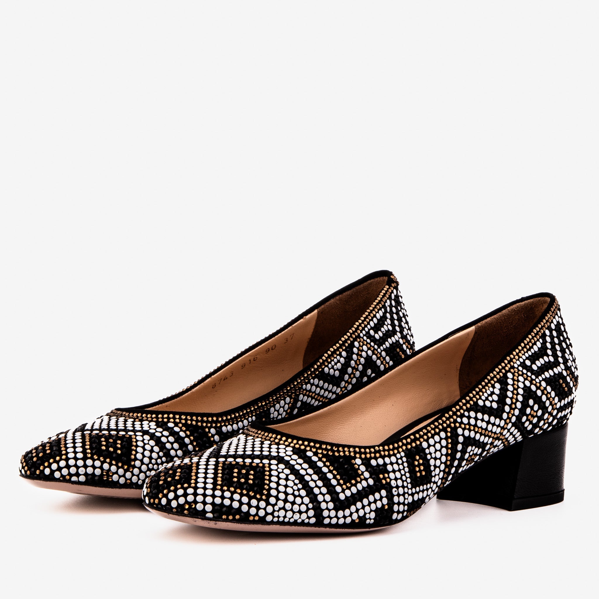 Nampula Crystal-Embellished Black Leather Pump - Vinci Leather