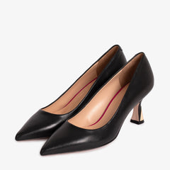 The Brunello Black Leather Pump Shoe - Vinci Leather