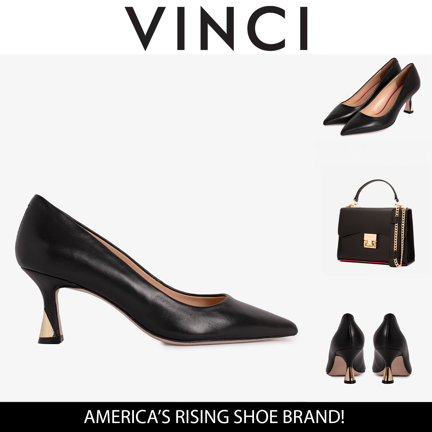 The Brunello Black Leather Pump Shoe - Vinci Leather