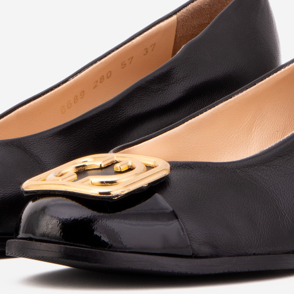 The Selene Black Leather Wedge Heel Shoe - Vinci Leather
