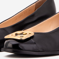 The Selene Black Leather Wedge Heel Shoe - Vinci Leather