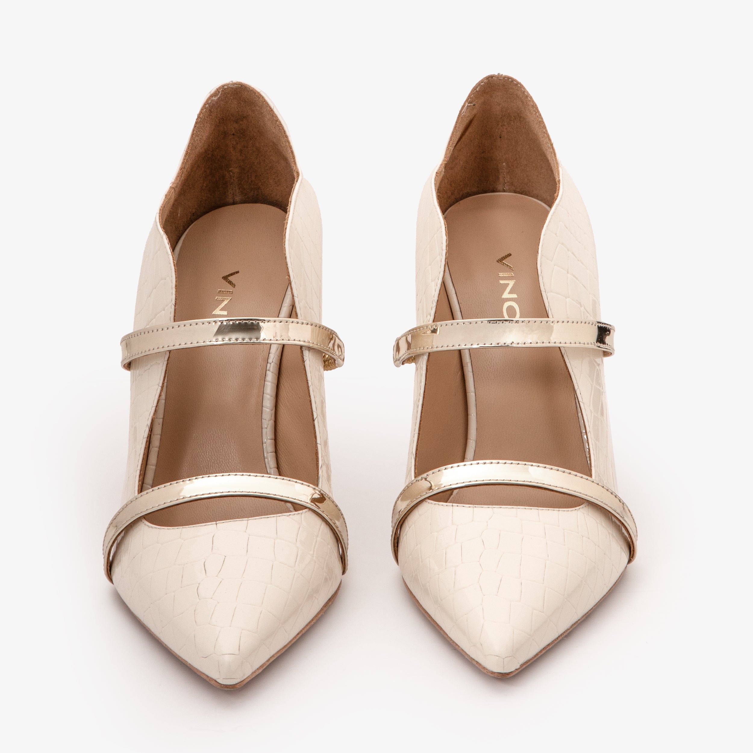 The Annapolis Cream Patent Leather Pump Shoe - Vinci Leather