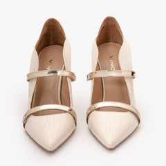 The Annapolis Cream Patent Leather Pump Shoe - Vinci Leather