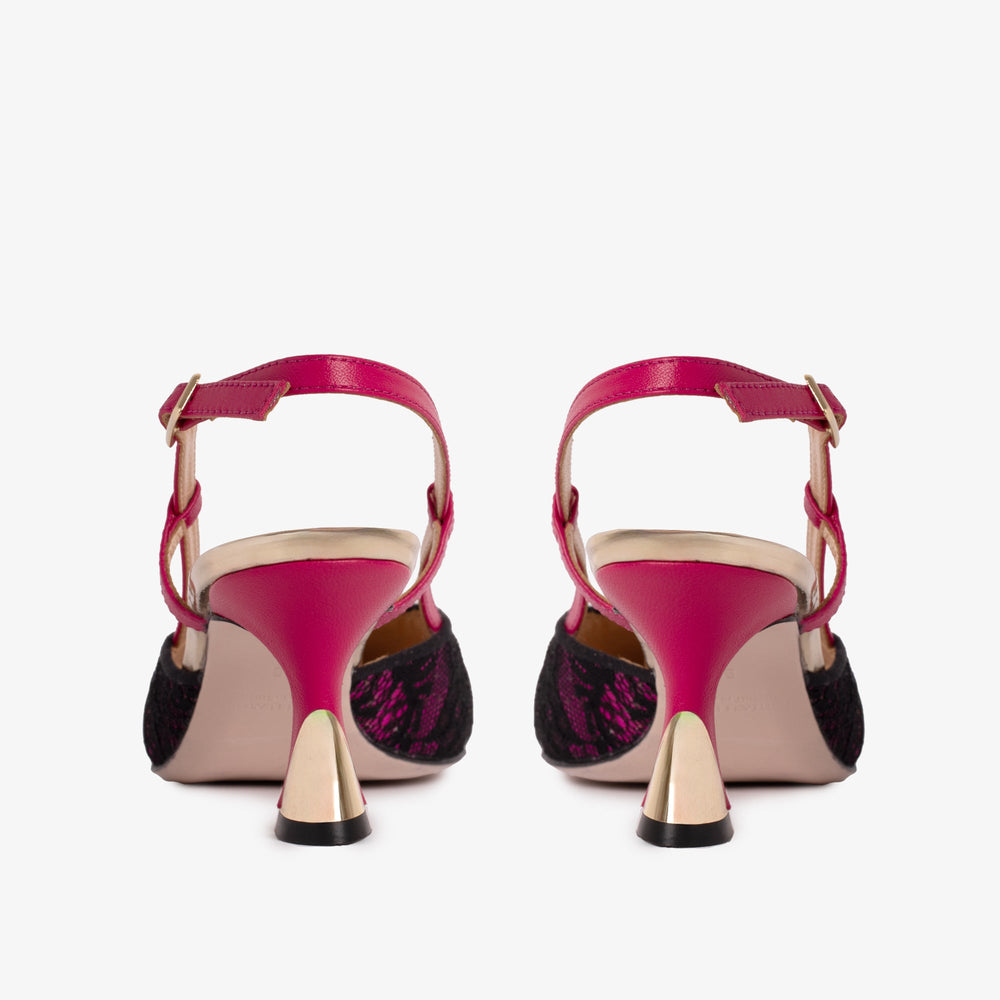 The Bali Fuchsia Leather Slingback Sandal - Vinci Leather