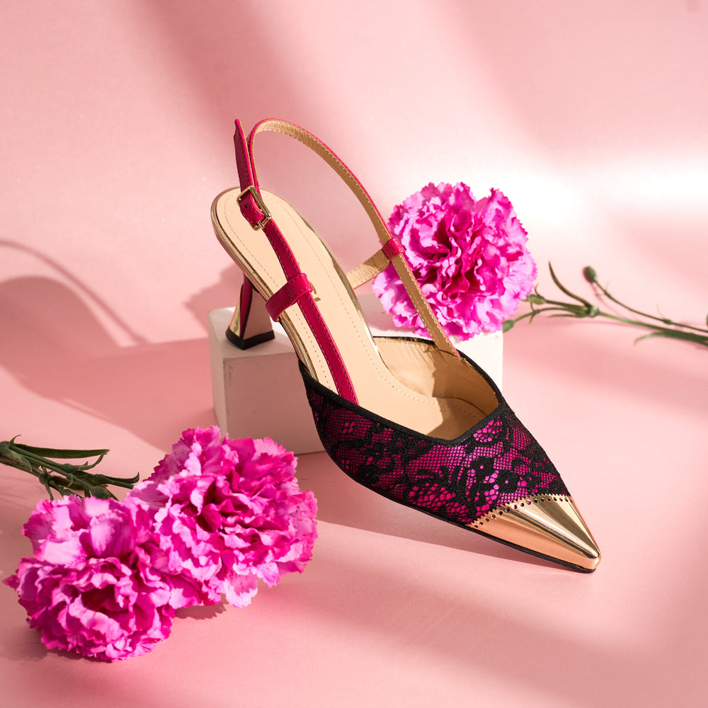 The Bali Fuchsia Leather Slingback Sandal - Vinci Leather