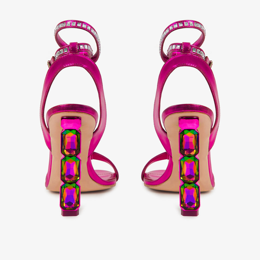 The Torola Fuchsia Stony Heel Leather Sandal Final Sale! - Vinci Leather