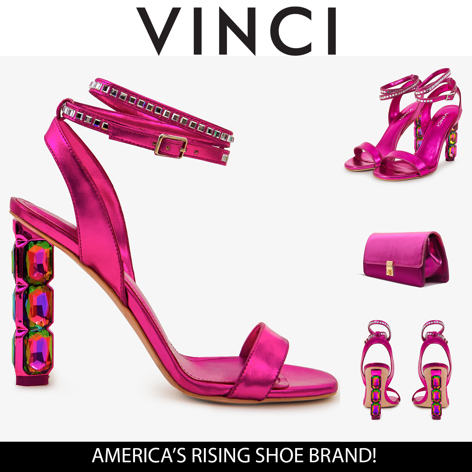 The Torola Fuchsia Stony Heel Leather Sandal Final Sale! - Vinci Leather