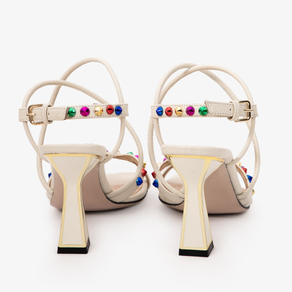 The Aurora Cream Leather Strappy Sandal - Vinci Leather