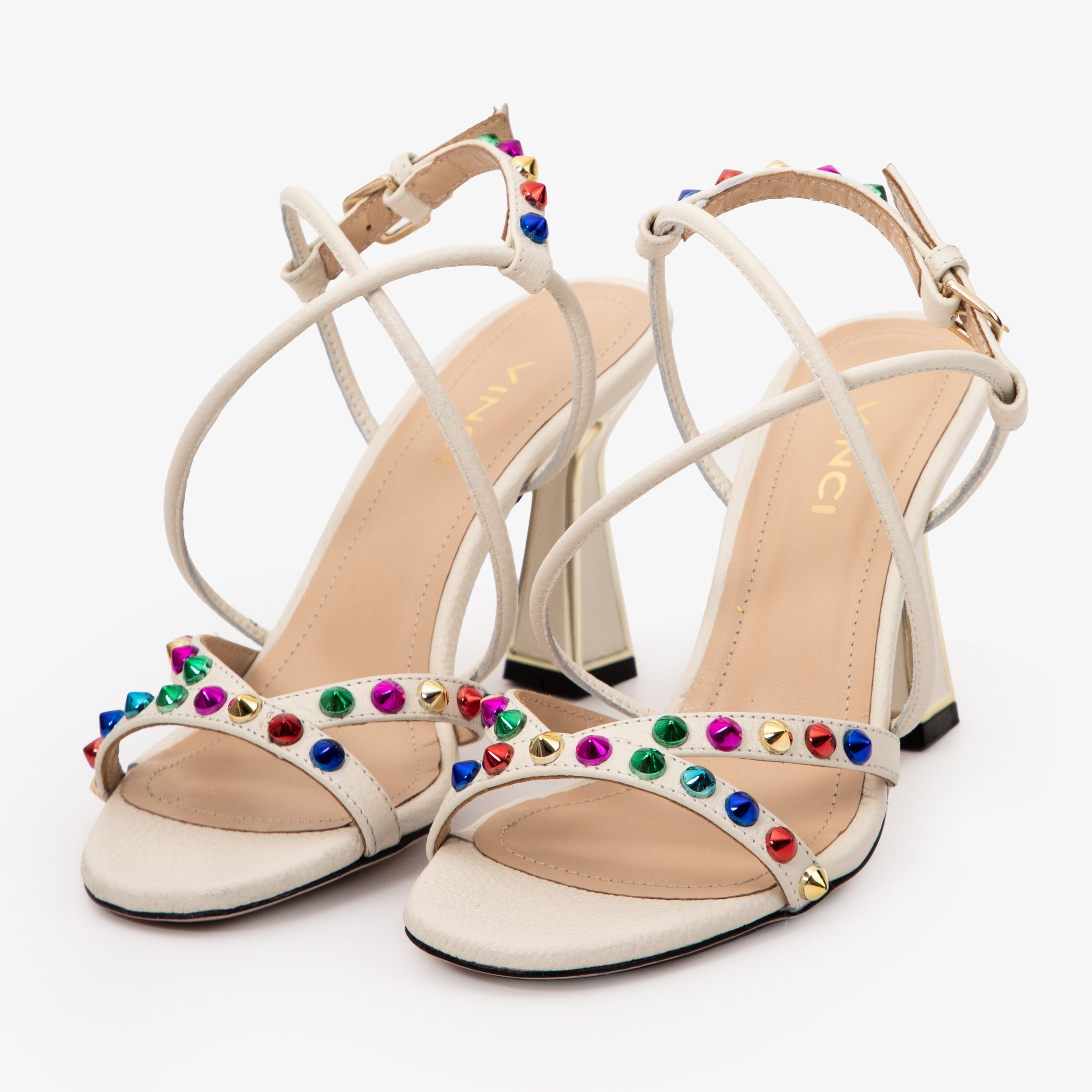 The Aurora Cream Leather Strappy Sandal - Vinci Leather