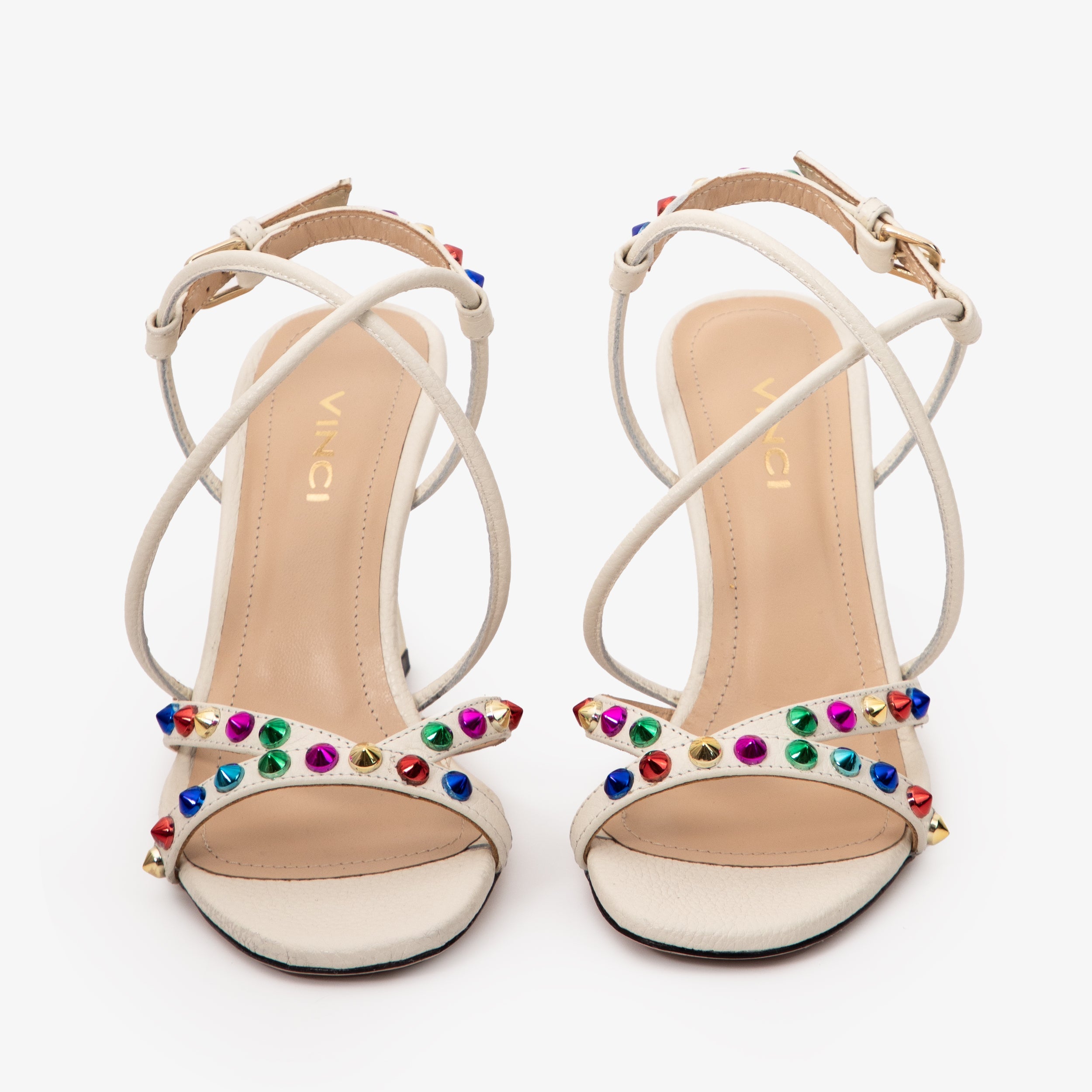 The Aurora Cream Leather Strappy Sandal - Vinci Leather