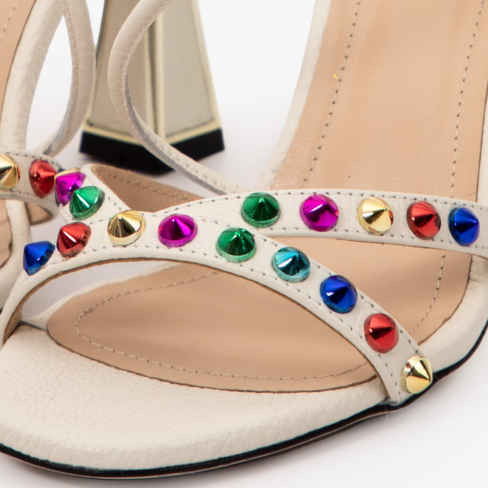 The Aurora Cream Leather Strappy Sandal - Vinci Leather