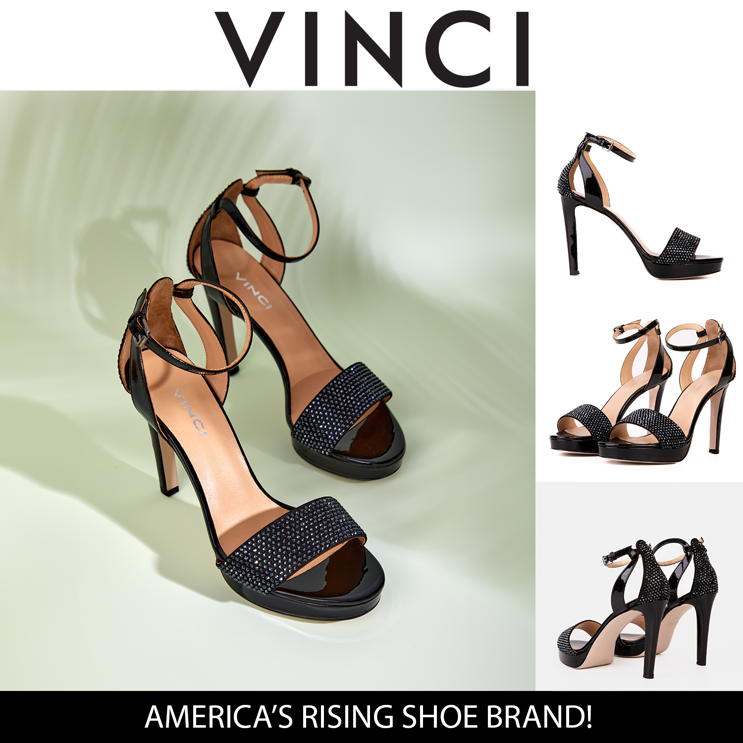 The Mars Platform Heel Black Leather Women's Sandal - Vinci Leather