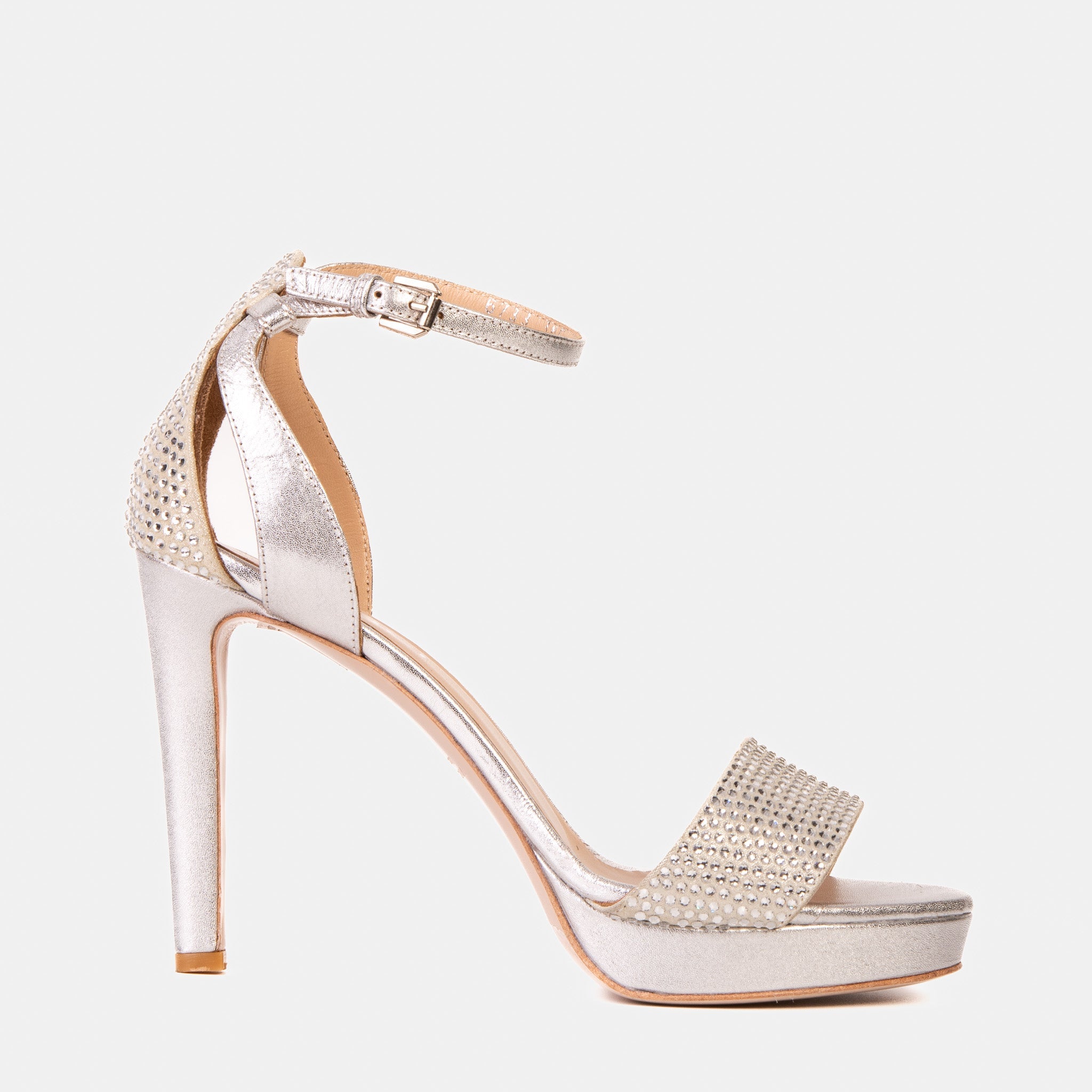 The Mars Platform Heel Silver Leather Women's Sandal - Vinci Leather