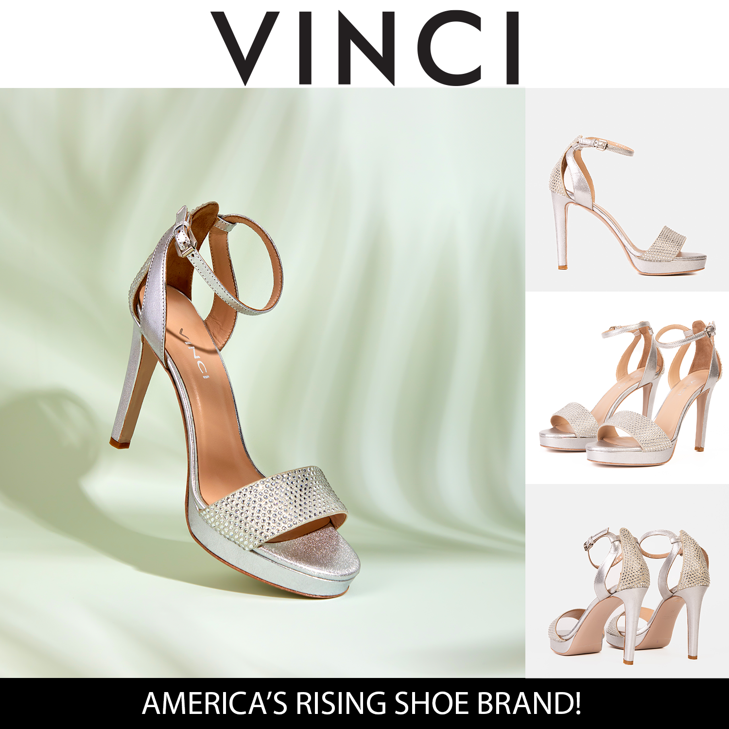 The Mars Platform Heel Silver Leather Women's Sandal - Vinci Leather