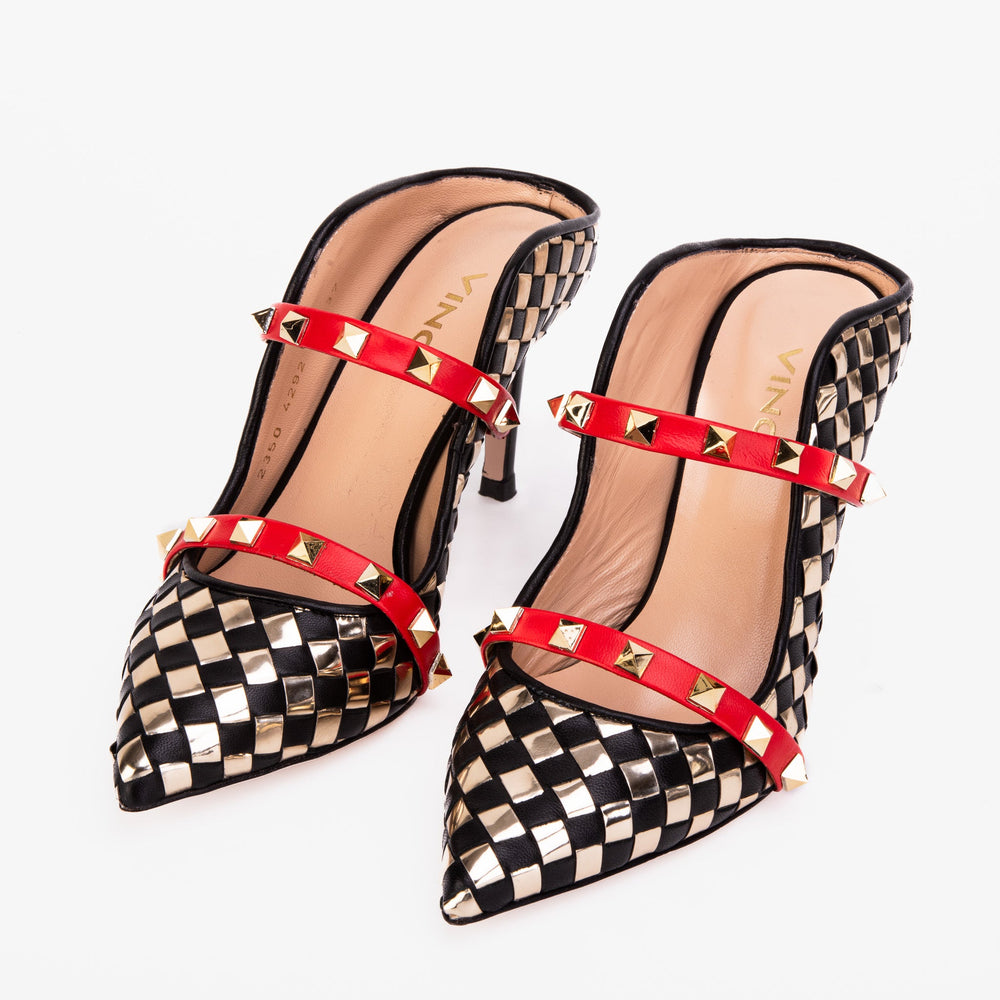 The Dosso Black Handwoven Leather Pointy Toe Sandal - Vinci Leather