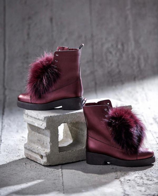 The Kajapati Burgundy Leather Natural Fur Mid Calf Boot - Vinci Leather