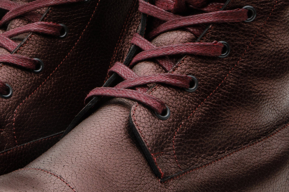 The Kajapati Burgundy Leather Natural Fur Mid Calf Boot - Vinci Leather