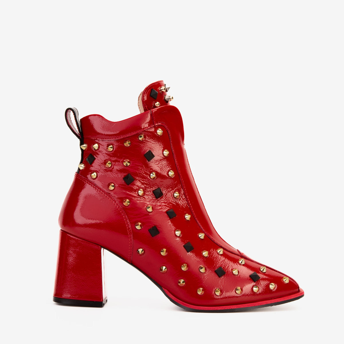 The Infanta Red Leather Block Heel Boot - Vinci Leather