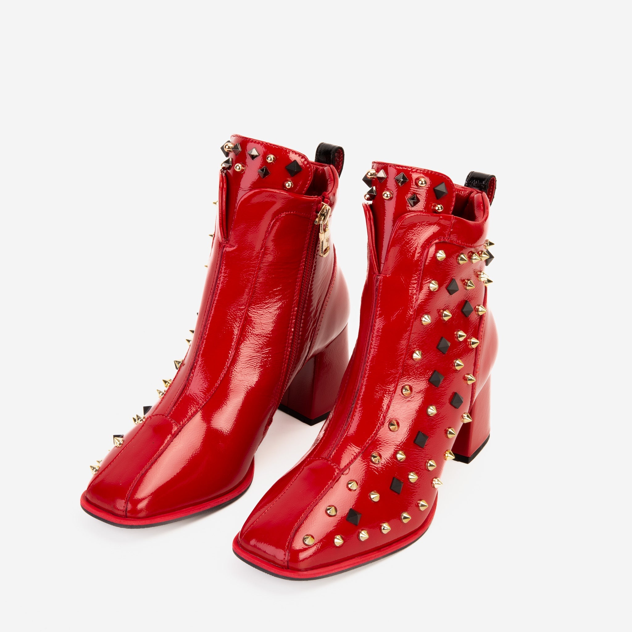 The Infanta Red Leather Block Heel Boot - Vinci Leather