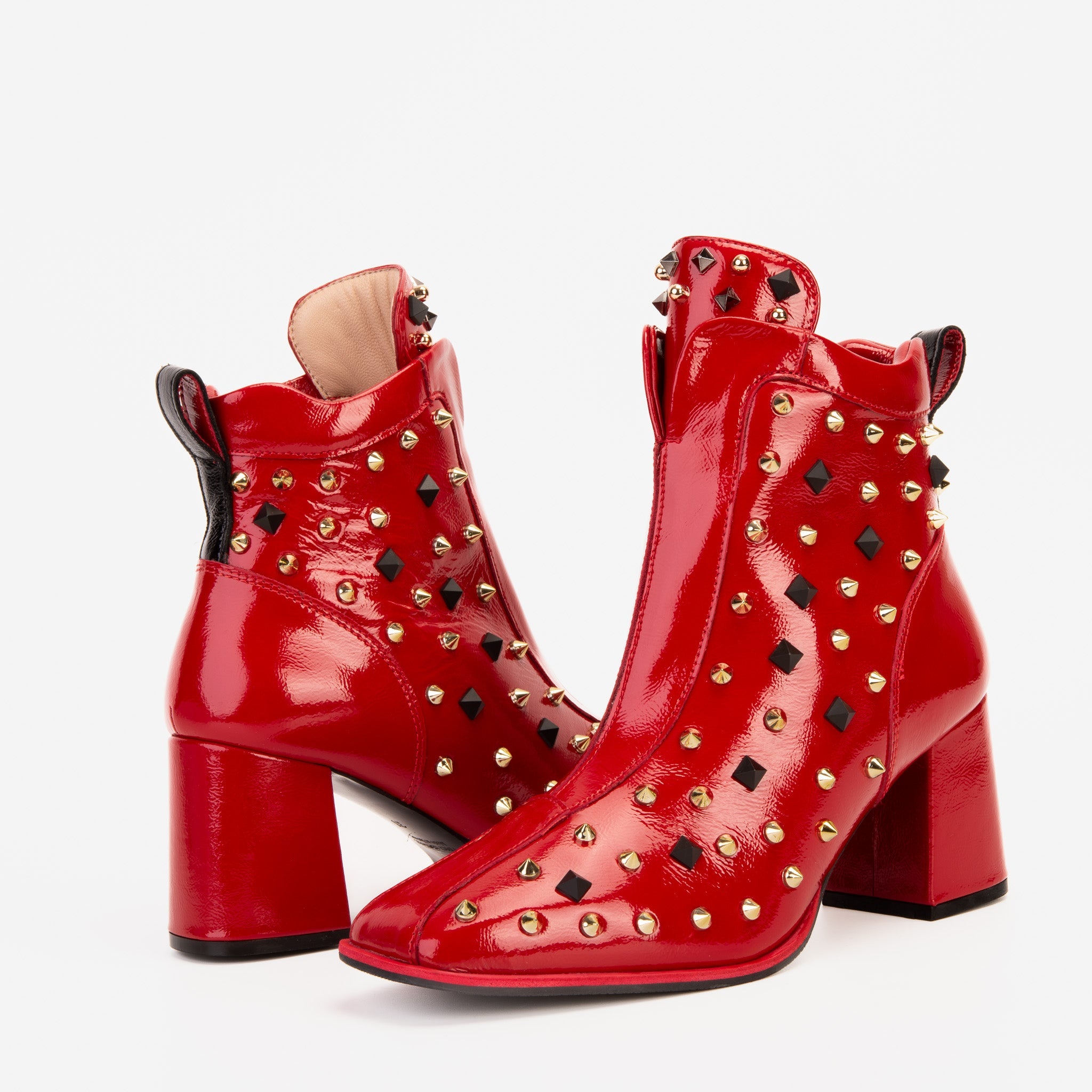The Infanta Red Leather Block Heel Boot - Vinci Leather