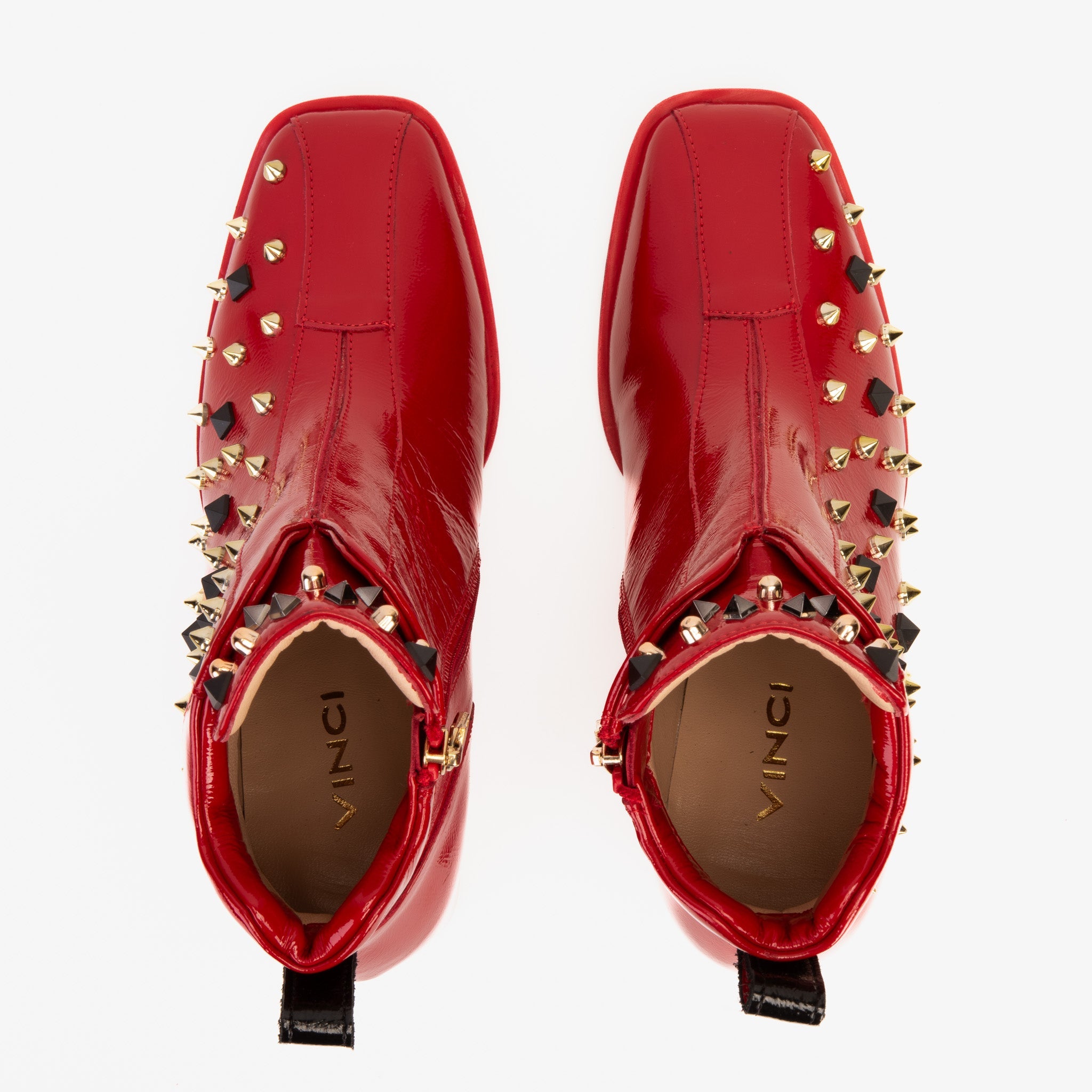 The Infanta Red Leather Block Heel Boot - Vinci Leather