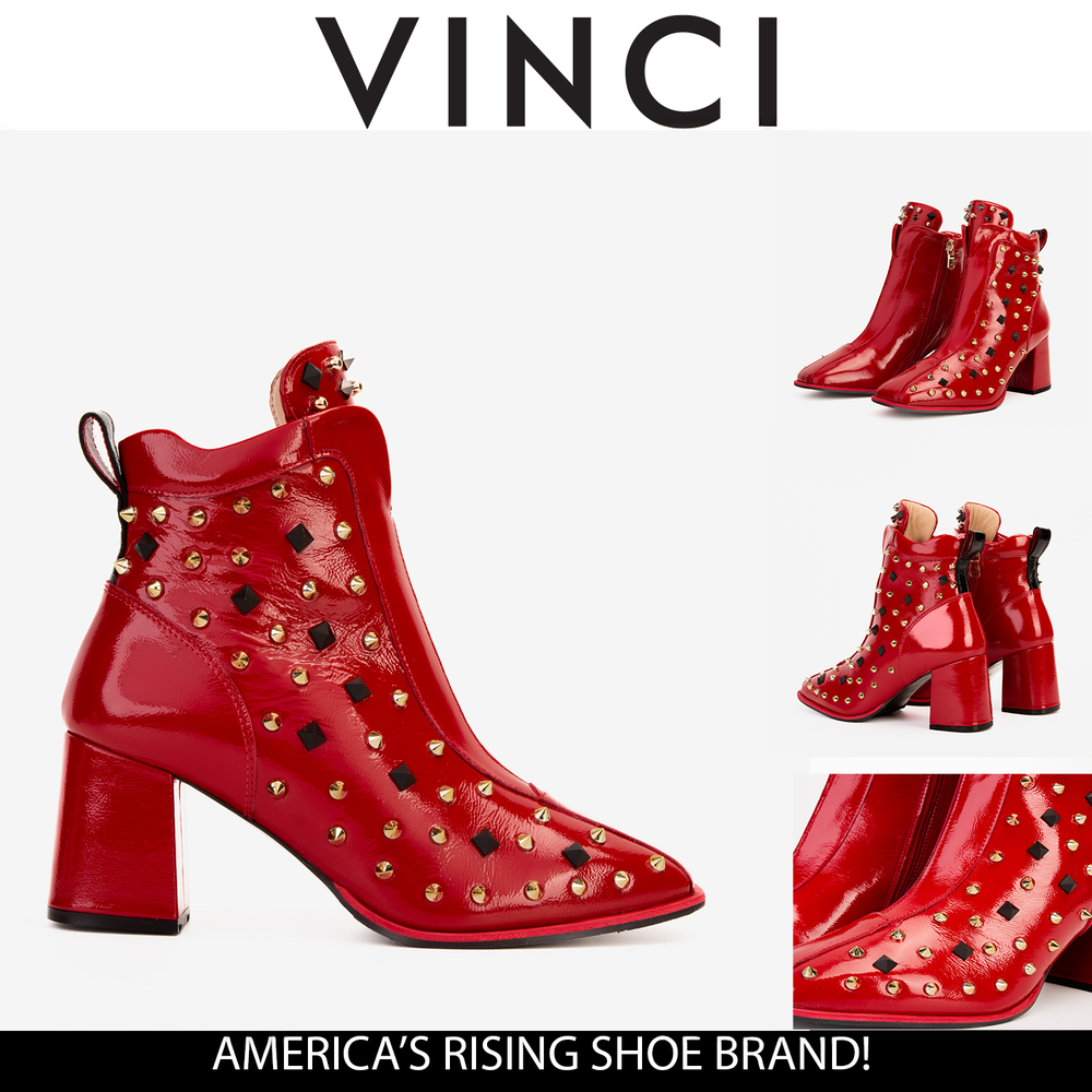 The Infanta Red Leather Block Heel Boot - Vinci Leather