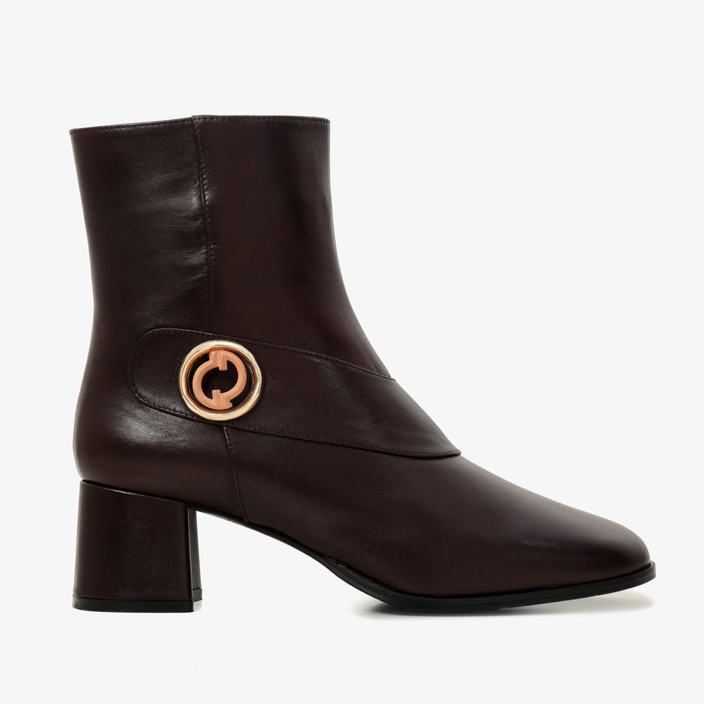 The Windsor Brown Leather Block Heel Boot - Vinci Leather