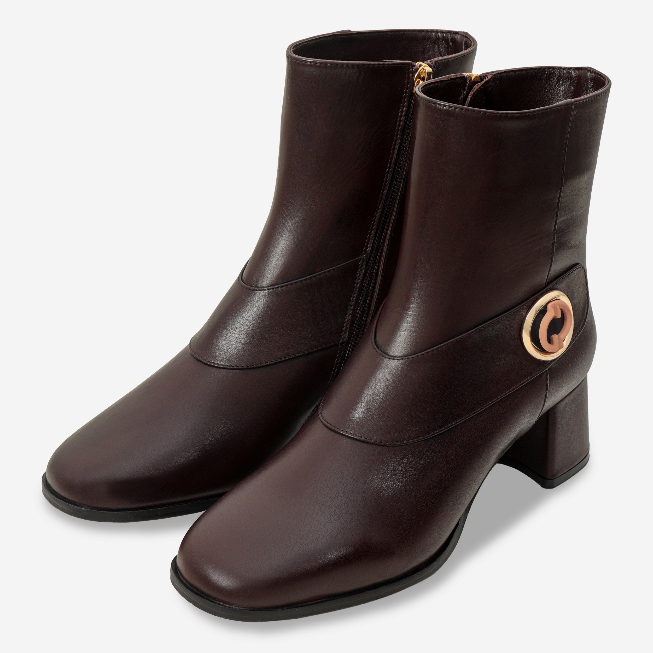 The Windsor Brown Leather Block Heel Boot - Vinci Leather