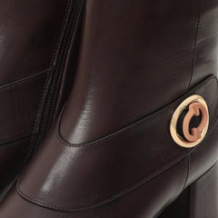 The Windsor Brown Leather Block Heel Boot - Vinci Leather
